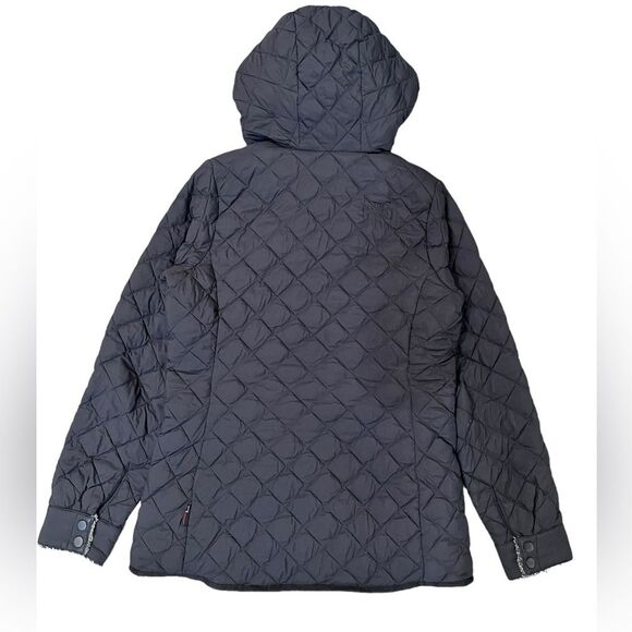 The North Face Thermoball Fur Lined Hooded Jacket Black Button Snap Womens Small - Picture 2 of 8